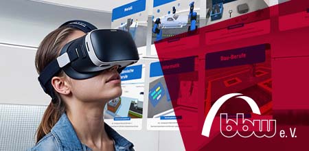 Virtual Work Experience Frau, die eine Virtual Reality Brille trägt